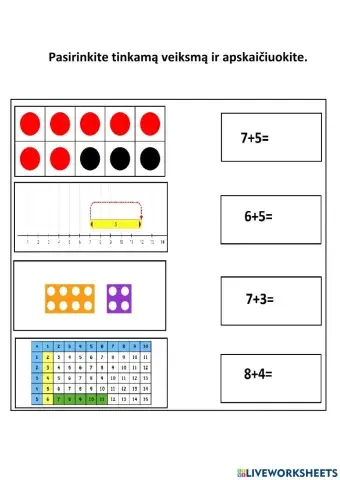 Sudėtis 0-20 riboje