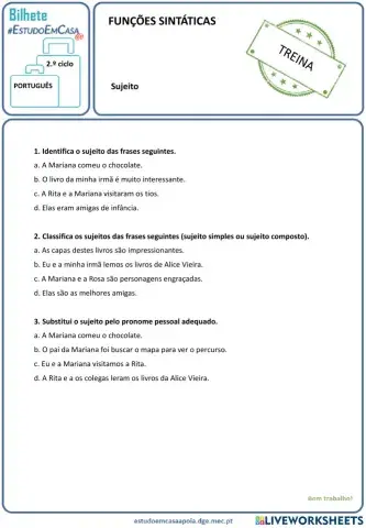 Funções sintáticas: sujeito