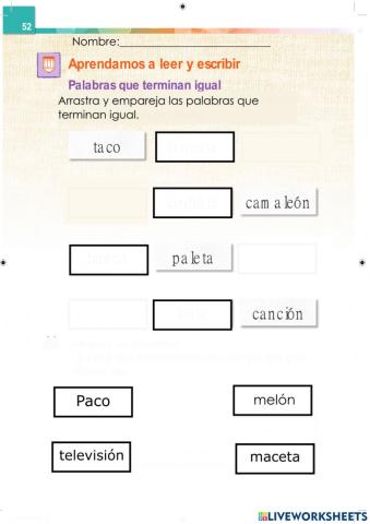 palabras que terminan igual