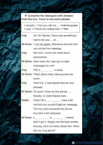 Phone call vocabulary