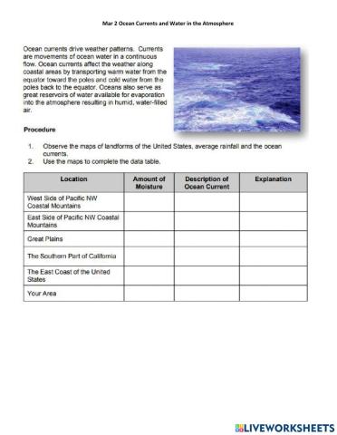 Mar 2 Ocean Currents and Weather