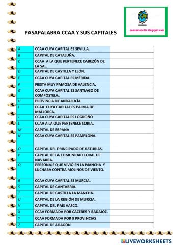 Pasapalabra comunidades autónomas y sus capitales