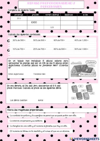 Proporcionalidad y porcentajes