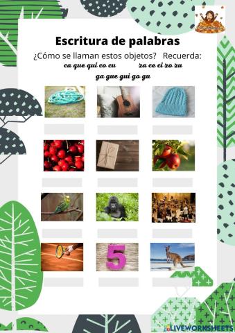 Escritura de palabras