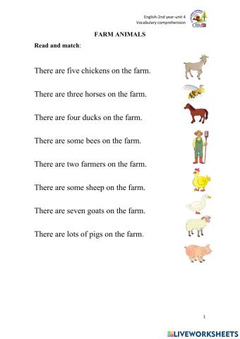 Match farm animals sentences