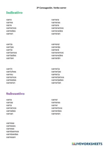 Verbos 2º conxugación