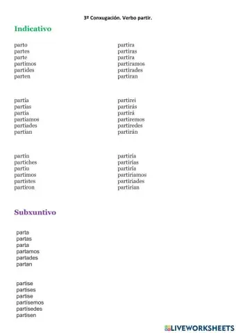 3ºConxugación. Verbo partir.