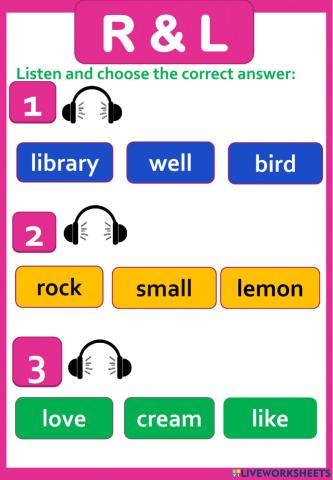 Letters R & L exercise 2