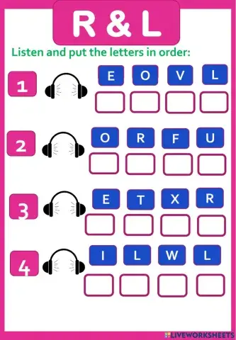 R & L letters exercise 3