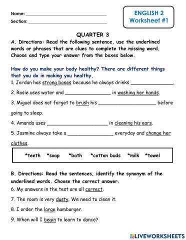 English - Clues, Synonyms and Antonyms
