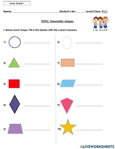 P1 Math Worksheet