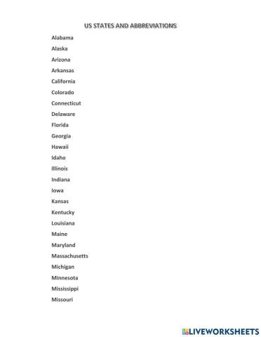 Us states abbreviations