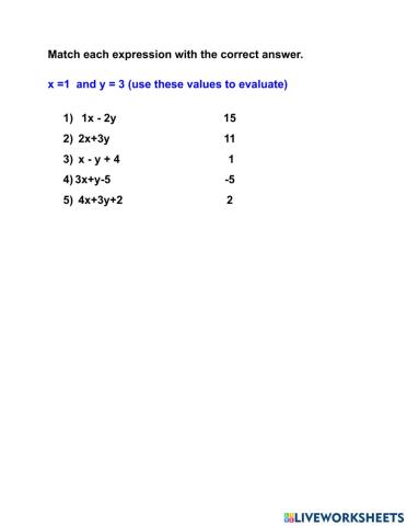 Evaluate expressions