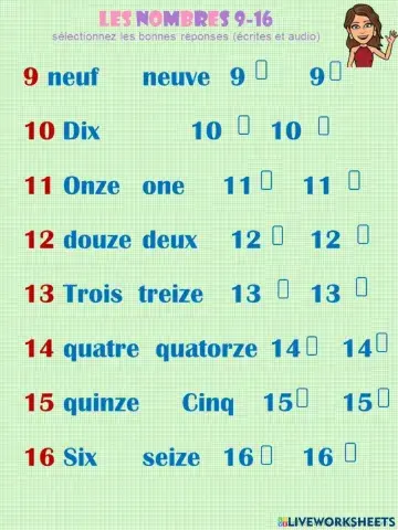 Les nombres 9-16