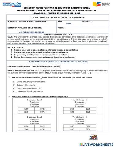 Evaluacion i quimestre