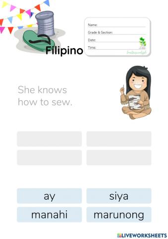 Pagbuo ng Simpleng Pangungusap - HuntersWoodsPH.com Worksheet