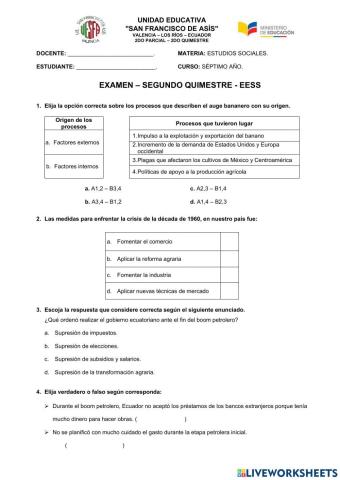 Examen - Segundo Quimestre- EESS