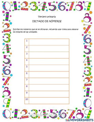 Dictado de numeros