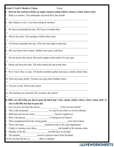 Grade 9B: Relative Clause