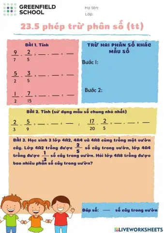 Phép trừ phân số tt