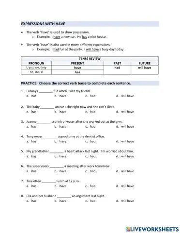 Expressions with have