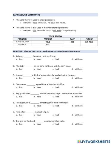 Expressions with have
