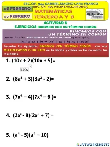 Binomios con término común