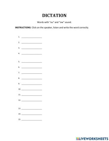 Dictation ou, ow sound