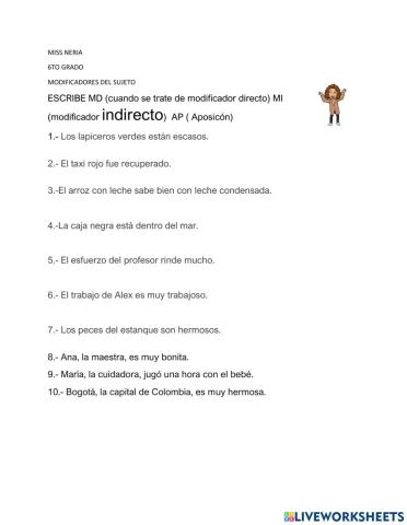 Modificadores del sujeto