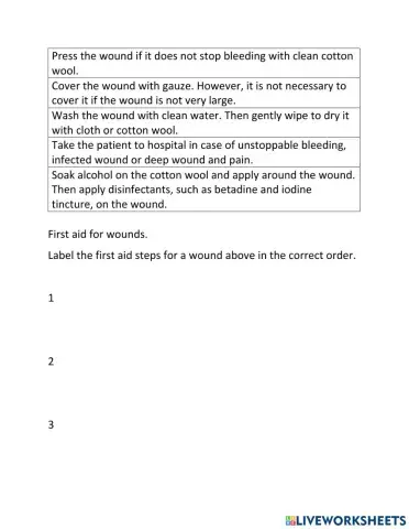 First aid steps for a wound