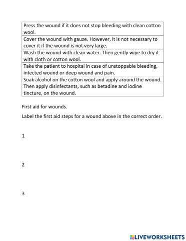 First aid steps for a wound