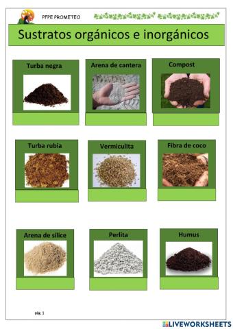 Identificar sustratos orgánicos e inorgánicos