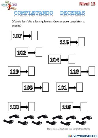 Completar decenas 13