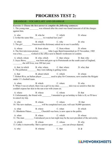 Progress Test 2