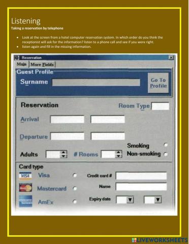 Taking a reservation