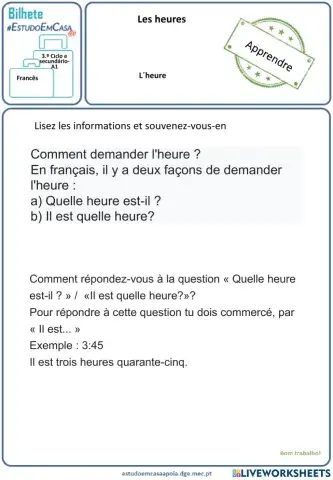 Informations sur les heures