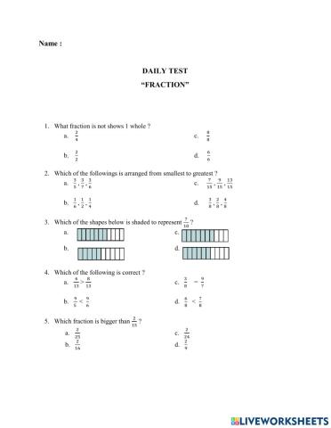 Fraction daily test