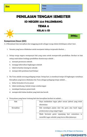 Pts tema 6 kelas 5 sd
