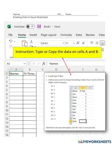 Excel Entering Data