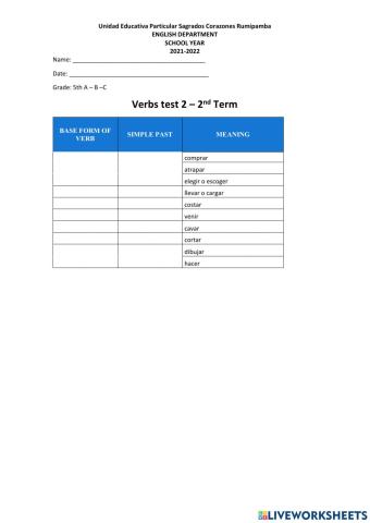 Verbs test 2.1