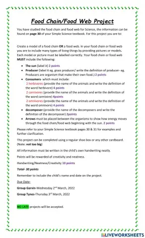 Food Chain-Food Web Project