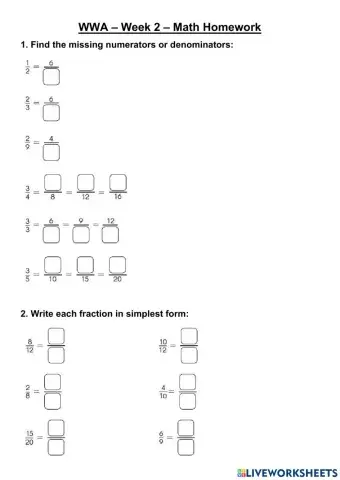 WWA - Week 2 - Math Homework