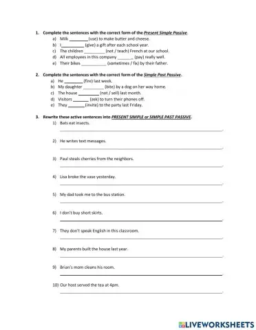 Passive Voice: Simple Past and Present