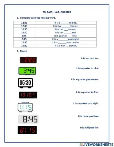 To, past, half, quarter