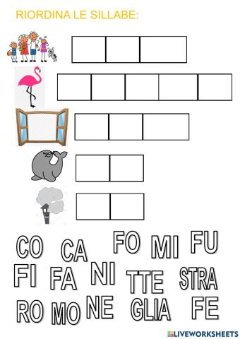 Riordinare sillabe parole F