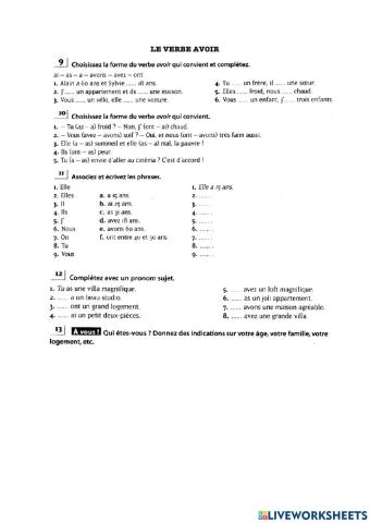 Le verbe avoir