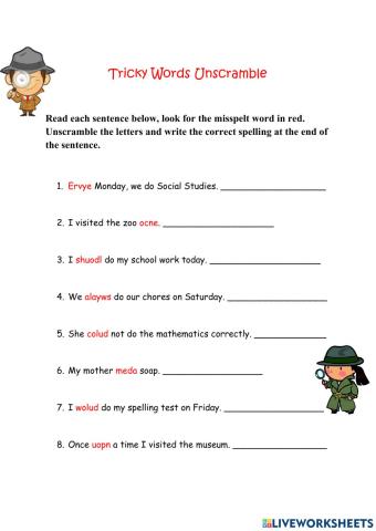 Tricky Word Unscramble
