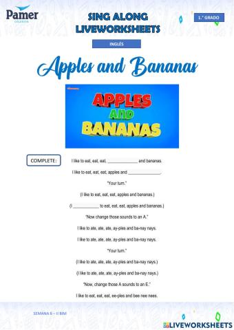 SAL-SEM6-1.º grado-ING-II BIM-APPLES AND BANANAS