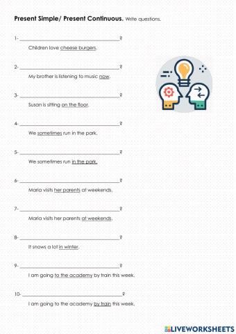 Present Simple- Present Continuous. Questions