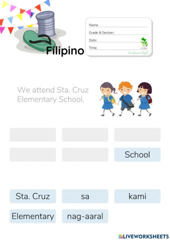 Pagbuo ng Pangungusap sa Filipino - HuntersWoodsPH.com Worksheet